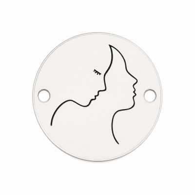 Bănuț cuplu siluete chipuri argint 925, 12 mm E1358 N