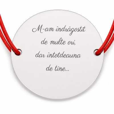 Brățară argint 925 cu mesaj de iubire, șnur reglabil — cadou B-E1023