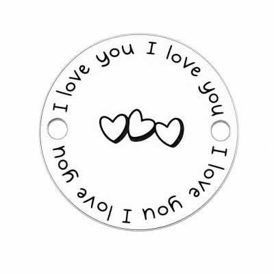 Bănuț "I Love You" cu trei inimi argint 925, 16.5 mm E0413 GS