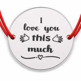 Brățară argint 925 cu mesaj I love you, șnur reglabil — cadou B-E0390