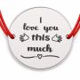 Brățară argint 925 cu mesaj I love you, șnur reglabil — cadou B-E0390