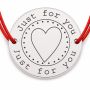 Brățară argint 925 Just For You cu inimă, șnur reglabil — cadou B-E0418