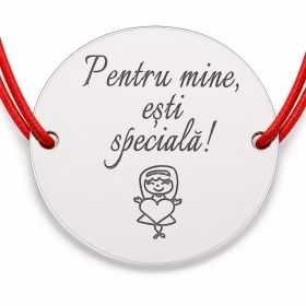 Brățară argint 925 Pentru Mine Ești Specială, șnur reglabil — cadou B-E1524