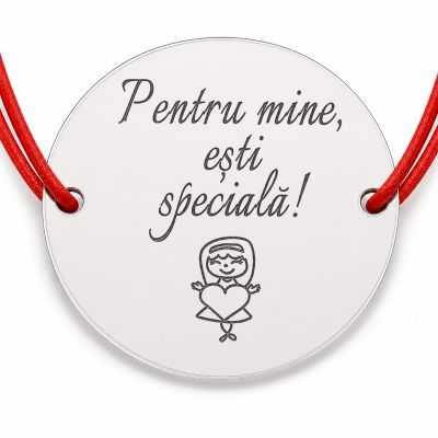 Brățară argint 925 Pentru Mine Ești Specială, șnur reglabil — cadou B-E1524