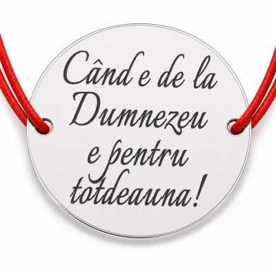 Brățară argint 925 Când E De La Dumnezeu, șnur reglabil — cadou B-E1526