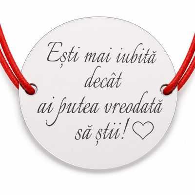 Brățară argint 925 cu mesaj Ești mai iubită, șnur reglabil — cadou B-E1612