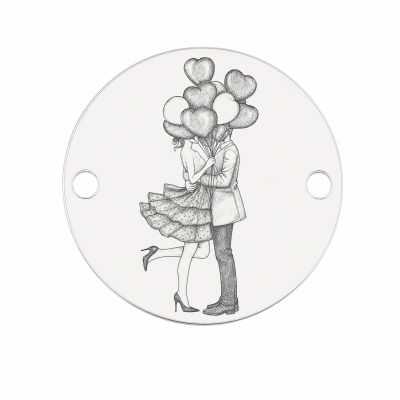 Bănuț îndrăgostiți cu baloane inimă argint 925, 16.5 mm E1703 GS