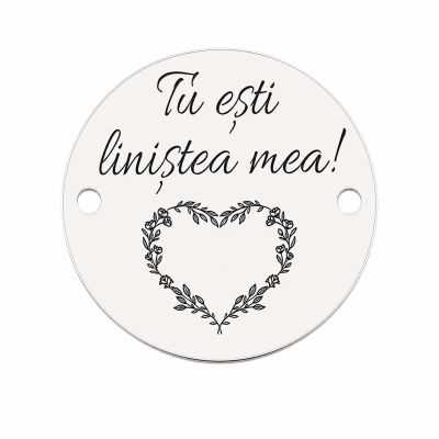 Bănuț "Tu Ești Liniștea Mea" cunună inimă argint 925, 16.5 mm E1749 GS