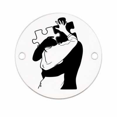 Bănuț cuplu inimă puzzle argint 925, 16.5 mm E1752 GS