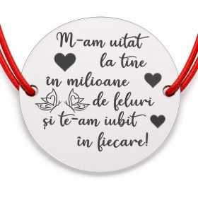 Brățară argint 925 cu mesajul M-am uitat la tine, șnur reglabil — cadou B-E1801