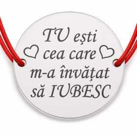 Brățară argint 925 cu mesajul Tu ești cea care, șnur reglabil — cadou B-E1809