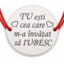 Brățară argint 925 cu mesajul Tu ești cea care, șnur reglabil — cadou B-E1809
