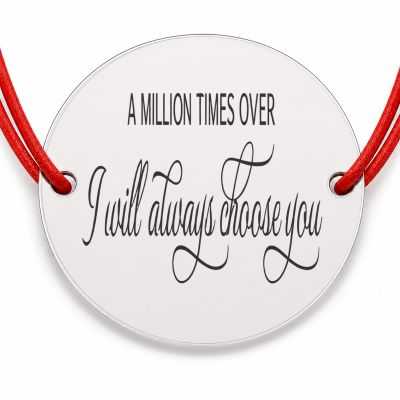 Brățară argint 925 cu mesajul I will always choose you, șnur reglabil — cadou B-E1821