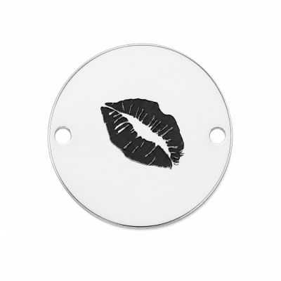 Bănuț "Kiss" amprentă buze argint 925, 12 mm E1838 G