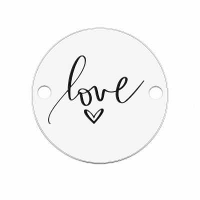 Bănuț "Love" caligrafic cu inimă argint 925, 12 mm E1845 G