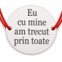Brățară argint 925 cu mesajul Eu cu mine am trecut prin toate, șnur reglabil — cadou B-E0832