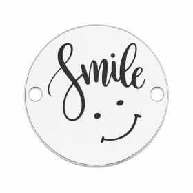 Bănuț argint 925 gravat cu mesajul „Smile” și un chip zâmbitor, Ø 16,5 mm — E0410
