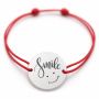 Brățară argint 925 cu mesajul Smile, șnur reglabil — cadou B-E0410