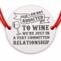 Brățară argint 925 cu mesaj amuzant despre vin, șnur reglabil — cadou B-E1266