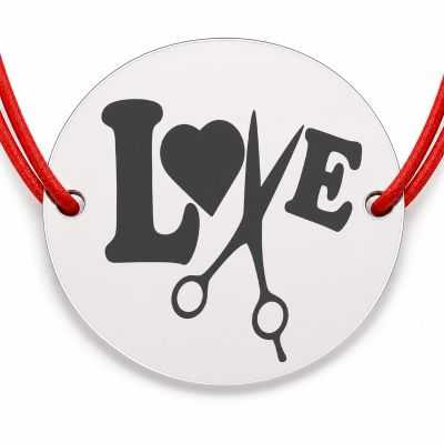 Brățară argint 925 cu motiv LOVE cu foarfecă, șnur reglabil — cadou B-E0382