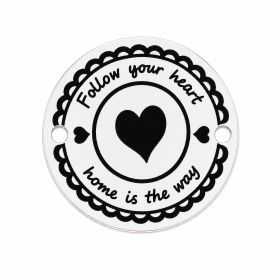 Pandantiv rotund argint 925 cu mesaj „Follow Your Heart”, gravură laser 16.5mm E0405