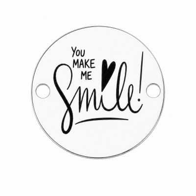 Pandantiv rotund argint 925 cu mesaj „You Make Me Smile”, gravură laser 16.5mm E0388