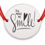 Brățară argint 925 cu bănuț You Make Me Smile, șnur reglabil — mesaj de bucurie B-E0388