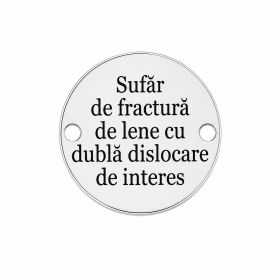 Element brățară bănuț cu mesaj amuzant despre lene din argint 925, gravură laser 16.5 mm E0933