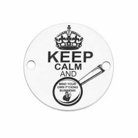 Element brățară bănuț Keep Calm din argint 925, gravat laser 16.5 mm E0580