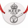 Brățară argint 925 cu bănuț Keep Calm, mesaj amuzant, șnur reglabil — cadou amuzant B-E0580