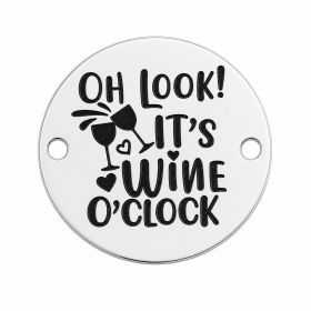 Pandantiv Medalion Argint 925 „It's Wine O'Clock” – Gravat 16.5mm E1267