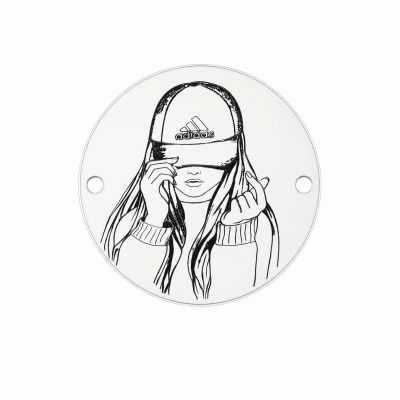 Element brățară fată urbană cu șapcă din argint 925, tăbliță rotundă gravată 16.5 mm E1109