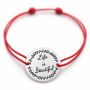 Brățară argint 925 cu bănuț Life is Beautiful, șnur reglabil — cadou optimist B-E0411