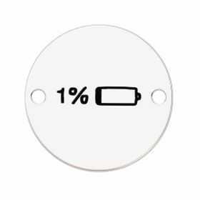 Element brățară bănuț baterie 1% din argint 925, gravură laser 16.5 mm E0829