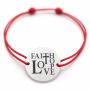 Brățară argint 925 cu bănuț Faith Love Hope, șnur reglabil — cadou cu credință B-E1572