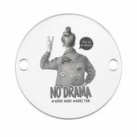 Element brățară No Drama din argint 925, fotogravură laser 16.5 mm E1583