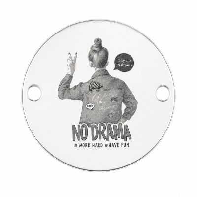 Element brățară No Drama din argint 925, fotogravură laser 16.5 mm E1583