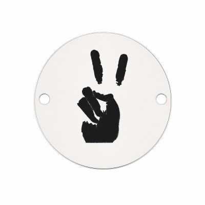 Element brățară semnul păcii din argint 925, mână peace fotogravată 16.5 mm E1750