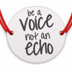 Brățară argint 925 cu bănuț Be a voice not an echo, șnur reglabil — cadou motivațional B-E1765