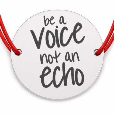 Brățară argint 925 cu bănuț Be a voice not an echo, șnur reglabil — cadou motivațional B-E1765