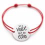 Brățară argint 925 cu bănuț Be a voice not an echo, șnur reglabil — cadou motivațional B-E1765
