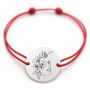 Brățară argint 925 cu bănuț portret feminin floral, șnur reglabil — cadou elegant B-E1805