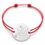 Brățară argint 925 cu bănuț siluetă feminină, șnur reglabil — cadou artistic B-E1812