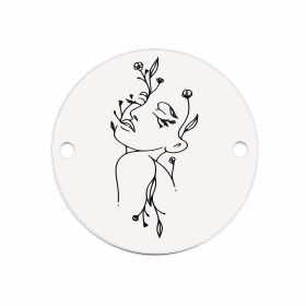 Element brățară chip femeie cu flori din argint 925, gravură laser 16.5 mm E1819