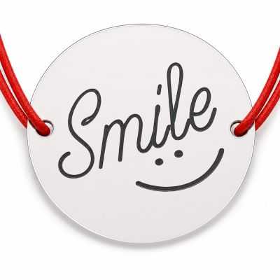 Brățară argint 925 cu bănuț Smile, șnur reglabil — cadou vesel B-E1846