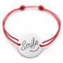 Brățară argint 925 cu bănuț Smile, șnur reglabil — cadou vesel B-E1846