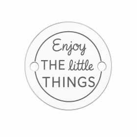 Pandantiv rotund argint 925 cu mesaj „Enjoy the Little Things”, gravură laser 16.5mm E0417