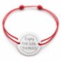 Brățară argint 925 cu mesaj Enjoy the Little Things, șnur reglabil — cadou B-E0417