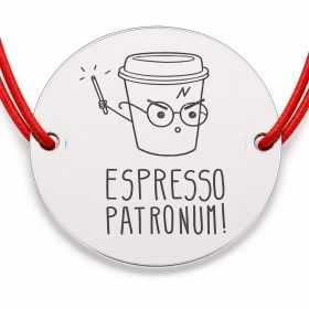 Brățară argint 925 Espresso Patronum, șnur reglabil — cadou amuzant B-E0919
