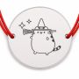 Brățară argint 925 cu pisică vrăjitoare, șnur reglabil — cadou Halloween B-E0920